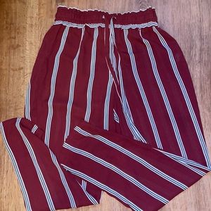 Juniors Pants! Red with white and black stripes!